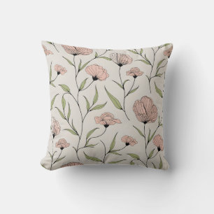 Elegantes Rosa-Mohn-Blumenmuster Kissen