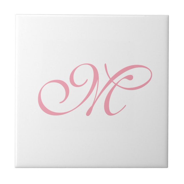 Elegantes rosa Monogramm Anfangsbuchstabe  Fliese (Vorderseite)