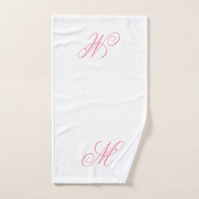 Elegantes rosa Monogramm Anfangsbuchstabe  Handtuch (Handtuch)