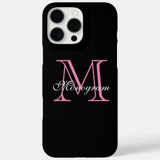 Elegantes rosa Monogramm Case-Mate iPhone Hülle (Rückseite)