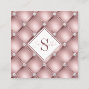 Elegantes rosa Monogramm Haar und Schminke Quadratische Visitenkarte
