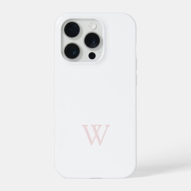 Elegantes Rosa-Monogramm Initial Weiß iPhone Hülle (Rückseite)