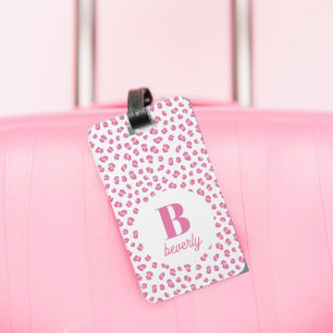 Elegantes rosa Monogramm Name Anfangsbuchstabe Gepäckanhänger