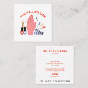 Elegantes rosa Nagelstudio minimalistischer Manikü Quadratische Visitenkarte