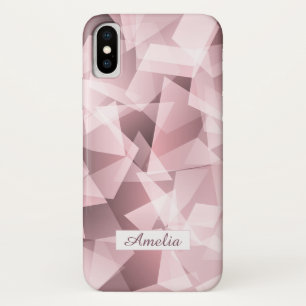 Elegantes rosa Name Geometrisches Polygonmuster Case-Mate iPhone Hülle