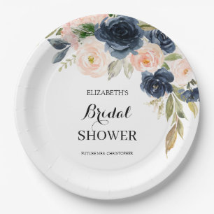 Elegantes Rosa Navy Blues Brautparty Pappteller
