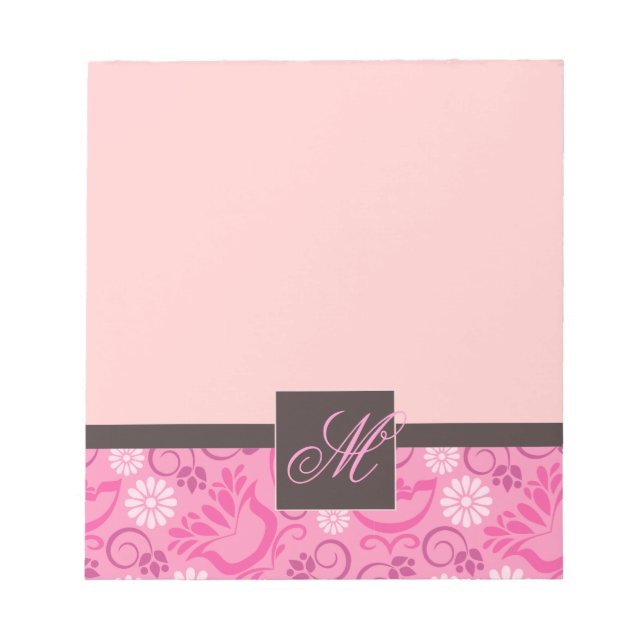 Elegantes rosa Notepad mit Monogram Notizblock (Vorderseite)