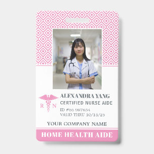 Elegantes Rosa Nurse Foto Abzeichen Ausweis