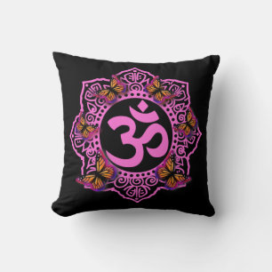 Elegantes rosa Ohm-Mandala rosa lila Schmetterling Kissen