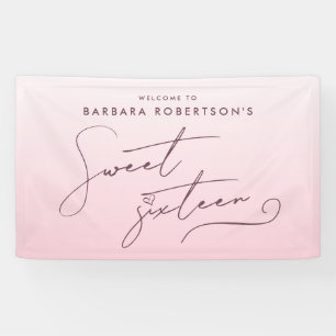 Elegantes Rosa Ombre Schriftzug Sweet Sixteen Banner