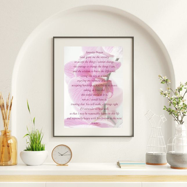 Elegantes rosa Orchid Script Serenity Gebet Poster (Von Creator hochgeladen)