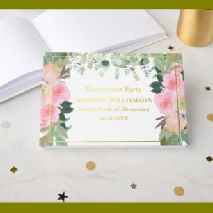 Elegantes Rosa Party für die Blumenruhe Gold Foil Gästebuch
