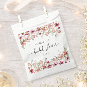 Elegantes rosa Peach Florals Brautparty Gefallen B Geschenktütchen