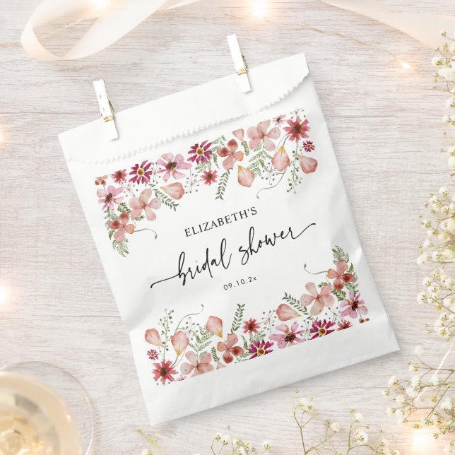 Elegantes rosa Peach Florals Brautparty Gefallen B Geschenktütchen (Ausgeschnitten)