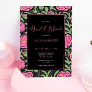 Elegantes Rosa Peony Blume Brautparty Einladung