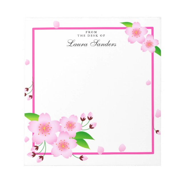 Elegantes rosa Peony Blume Personalisiert Notepad Notizblock (Vorderseite)