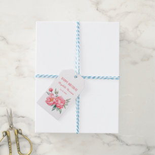 Elegantes rosa Peony Botanical Birthday Brunch Geschenkanhänger