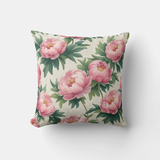 Elegantes rosa Peony Floral Pattern - Zeitloser Bo Kissen (Vorderseite)