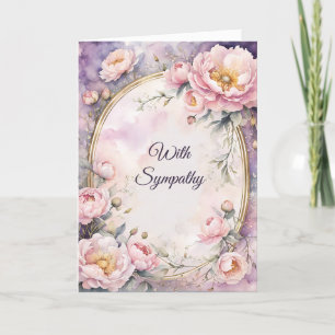 Elegantes Rosa Peony Oval Frame Beileid Karte