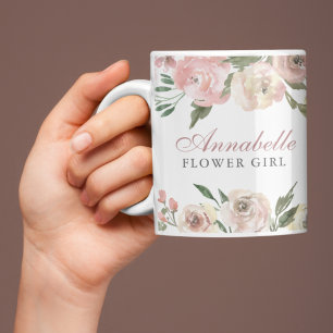 Elegantes, rosa Personalisiertes Blumenmädchen Kaffeetasse