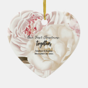 Elegantes rosa personalisiertes erstes Weihnachten Keramik Ornament