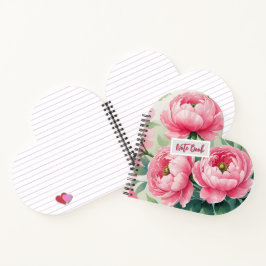 Elegantes rosa Pfingstrosen-Blumen-Notizbuch Notizbuch