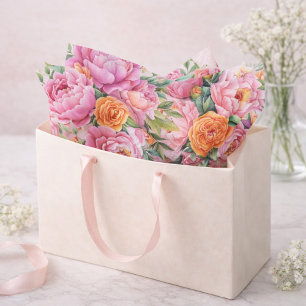 Elegantes rosa Pfingstrosen-Blumen-Seidenpapier Seidenpapier
