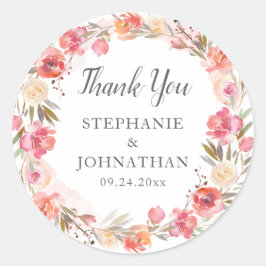 Elegantes rosa Pfirsichfarben Wasserfarbe Vielen D Runder Aufkleber