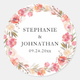 Elegantes rosa Pfirsichfarbenes Wasser Runder Aufkleber