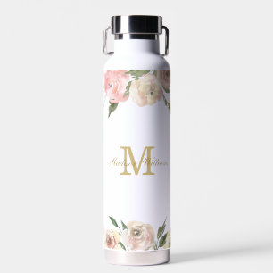 Elegantes Rosa Pink Goldenen Peony Personalisiert Trinkflasche