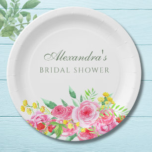 Elegantes Rosa Pink Peony Brautparty Pappteller