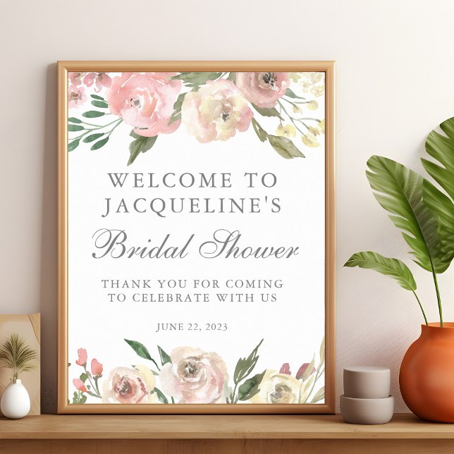 Elegantes Rosa Pink Peony Floral Brautparty Poster (Von Creator hochgeladen)