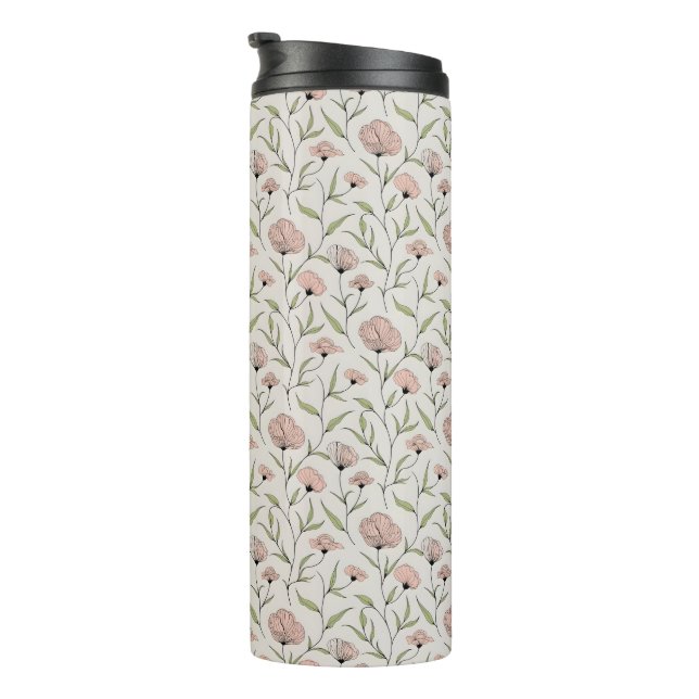 Elegantes rosa Pollenmuster Thermosbecher (Nach rechts gedreht)