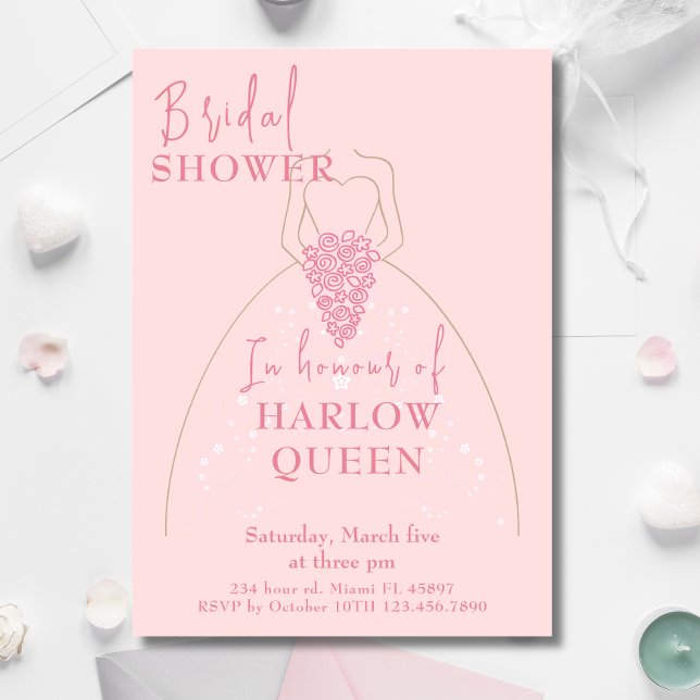 Elegantes, rosa QR-Brautparty Einladung (Elegant Blush Pink QR code Bridal shower Invitation)
