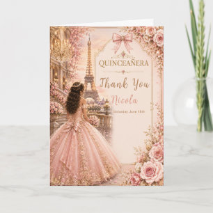 Elegantes Rosa Quinceañera Dankeskarte
