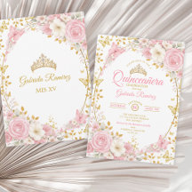 Elegantes Rosa Quinceañera Goldener Schmetterling 