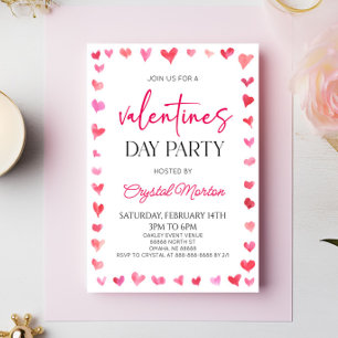 Elegantes Rosa Red Hearts Valentinstag Party Einladung