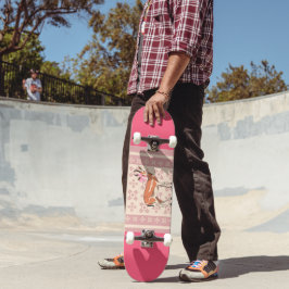 Elegantes Rosa Reh-Muster-Weihnachten  Skateboard