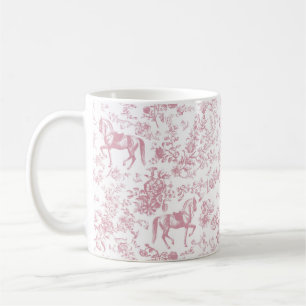 Elegantes rosa Reitermuster mit floraler Toile  Kaffeetasse