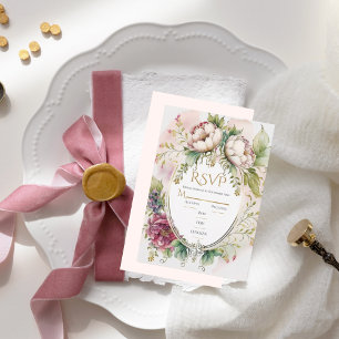 Elegantes Rosa Rosa Rosa Romantische rustikale Hoc RSVP Karte
