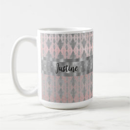 Elegantes Rosa Rosa Rosa Rosa Silver Harlequin Kaffeetasse