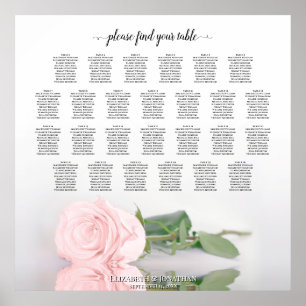 Elegantes Rosa Rose 26 Tabelle Hochzeitstabelle Poster