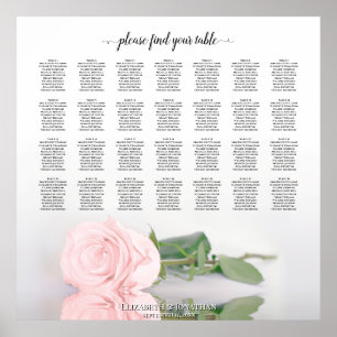 Elegantes Rosa Rose 28 Tabelle Hochzeitstabelle Poster