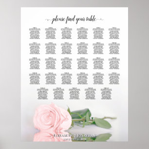 Elegantes Rosa Rose 29 Tabelle Hochzeitstabelle Poster