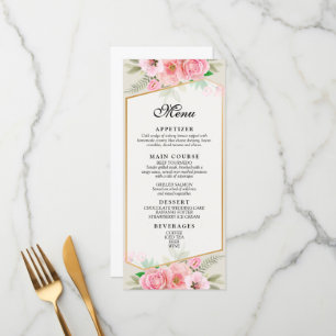 Elegantes rosa Rose Border Wedding Menu Menükarte