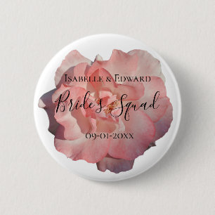 Elegantes Rosa Rose Brautparty Button