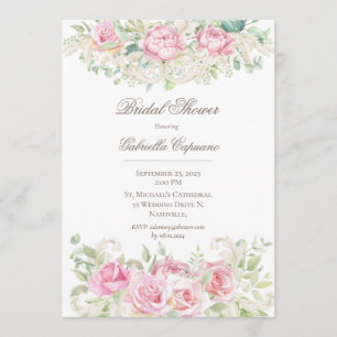 Elegantes rosa Rose Brautparty Einladung