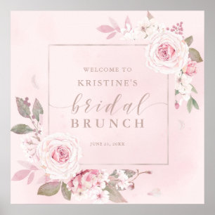 Elegantes rosa Rose Bridal Brunch Willkommen Poster