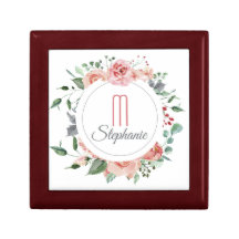 Elegantes Rosa Rose Floral Frame Monogramm