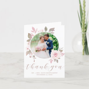 Elegantes rosa Rose Foto Blumenzwiebeln Dankeskarte